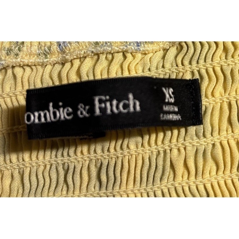 Abercrombie & Fitch Cottagecore Women's Crop Top Yellow Floral Puff Sleeve Sz XS - Picture 4 of 7